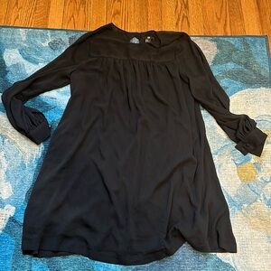 H & M LONG SLEEVE BLACK BLOUSE DRESS SZ 12 NWOT